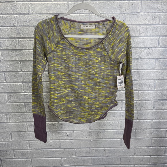Free People Sweaters - Free People We the Free Waffle Knit Thermal Top Womens XS Sea Combo Boho Grunge